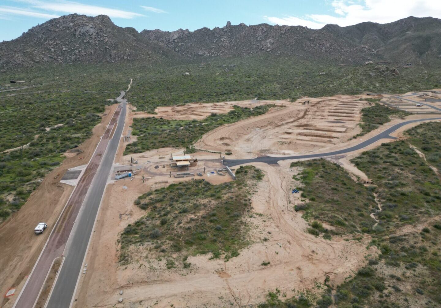 Aerial view of SunWest Contracting construction site in Arizona